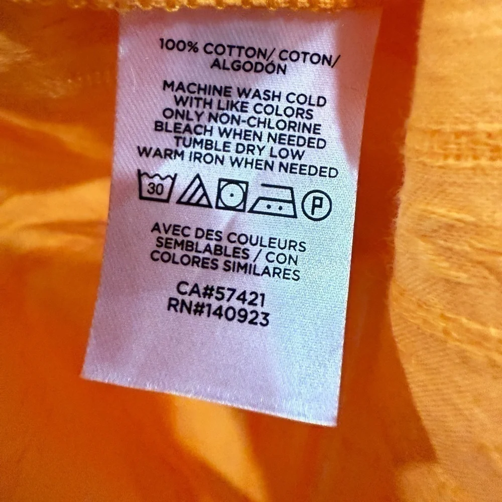 LOFT Orange Cotton Peasant Blouse Small Boho Puff Sleeve Lightweight